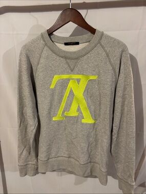Louis Vuitton Grey Crewneck with Neon Yellow Logo
